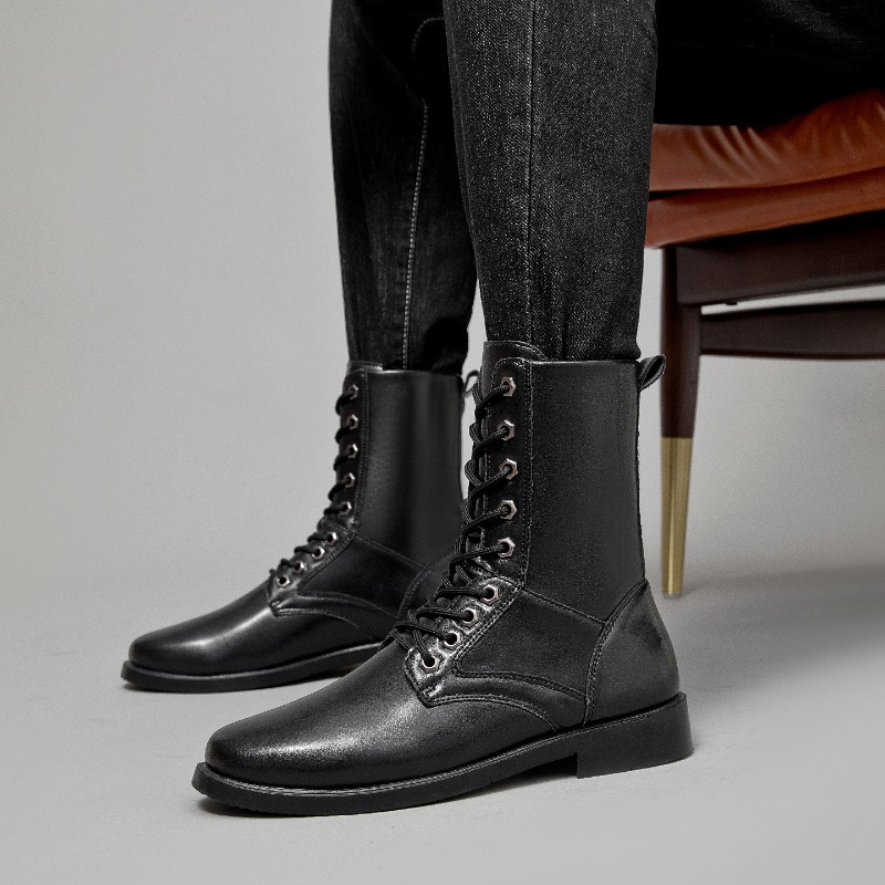 Leather Work Is - 하이탑 가죽 부츠 아웃도어 전술 전투