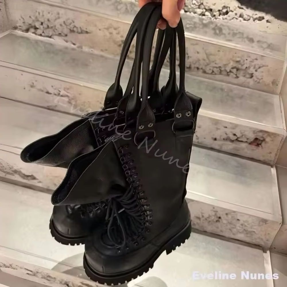 Leather Work Is - 레트로 정품 가죽 오토바이 부츠 여성용