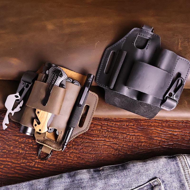 Leatherwork Knife Sheath - 정품 가죽 전술 패니 팩, 야외