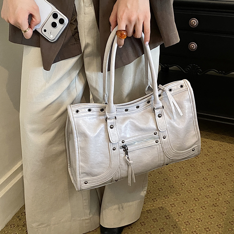 Leather Work Handbags For Women - 오토바이 핸드백 레트로 여성 숄더 크로스바디