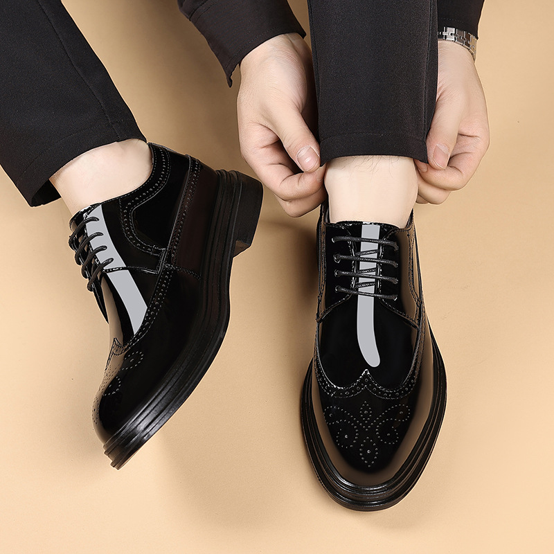 남성용 에나멜 브로그 드레스 슈즈, 레이스업 정장 옥스 - Leather Work Dress 리뷰 및 가격