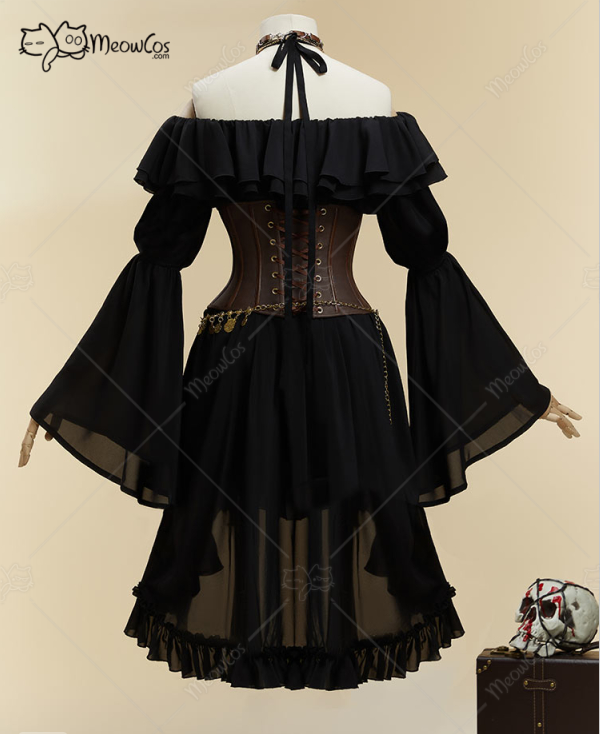 MOBBUNNY 여성용 할로윈 검은 해적 스타일 정장  - Leather Work Dress 리뷰 및 가격