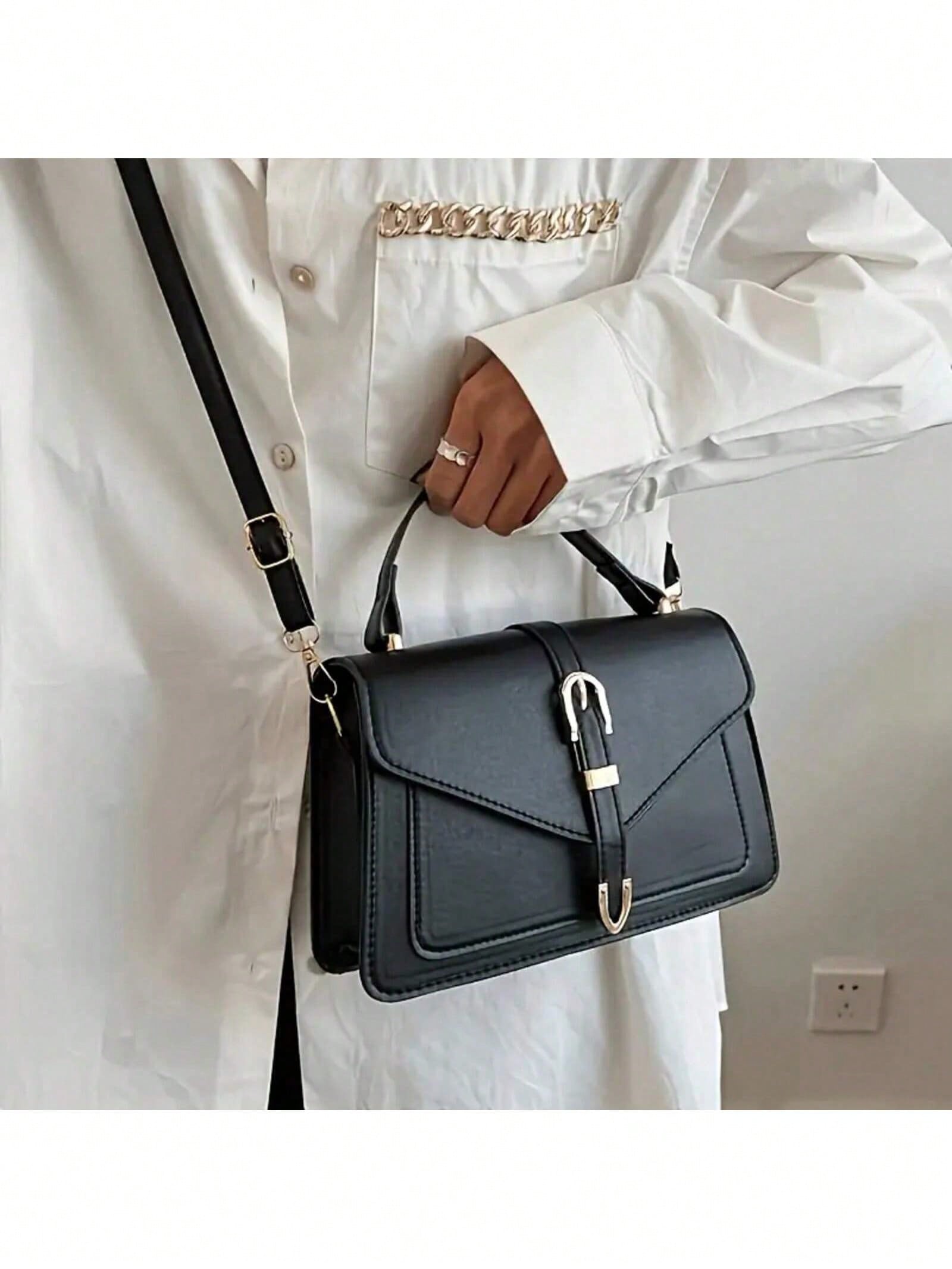 여성 PU 가죽 핸드백 우아한 플랩 스퀘어 숄더백 금속 - Leather Work Is 리뷰 및 가격
