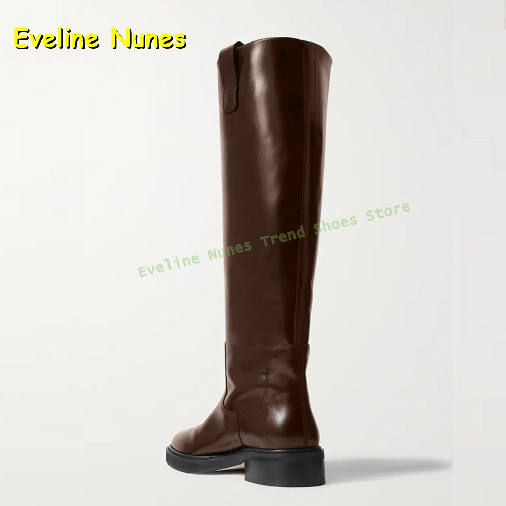 블랙 가죽 니하이 라이딩 부츠 여성용 라운드 토 청키  - Leather Work Is 리뷰 및 가격