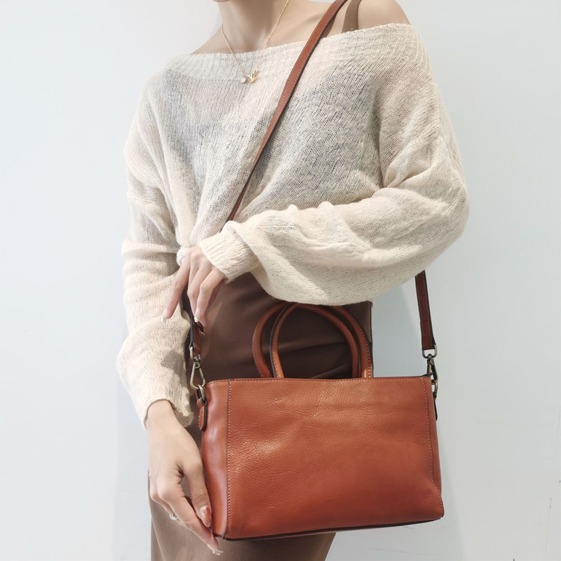여성용 천연 소가죽 핸드백, 탑 핸들 백, 야채 무두질 - Leather Work Handbags For Women 리뷰 및 가격