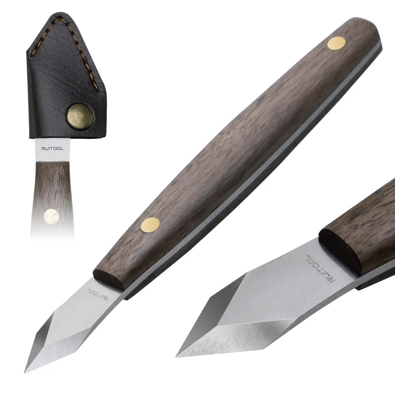 수제 조각칼, 얇은 날의 비치나무 손잡이로 조각된 나무 - Leatherwork Knife Sheath 리뷰 및 가격