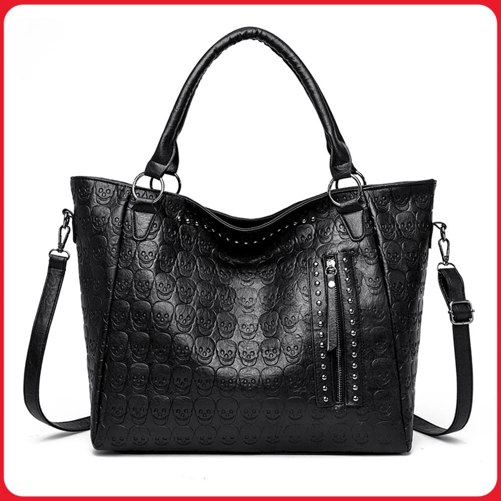펑크 스컬 크로스바디 백 PU 가죽 스터드 장식 패션  - Leather Work Handbags For Women 리뷰 및 가격