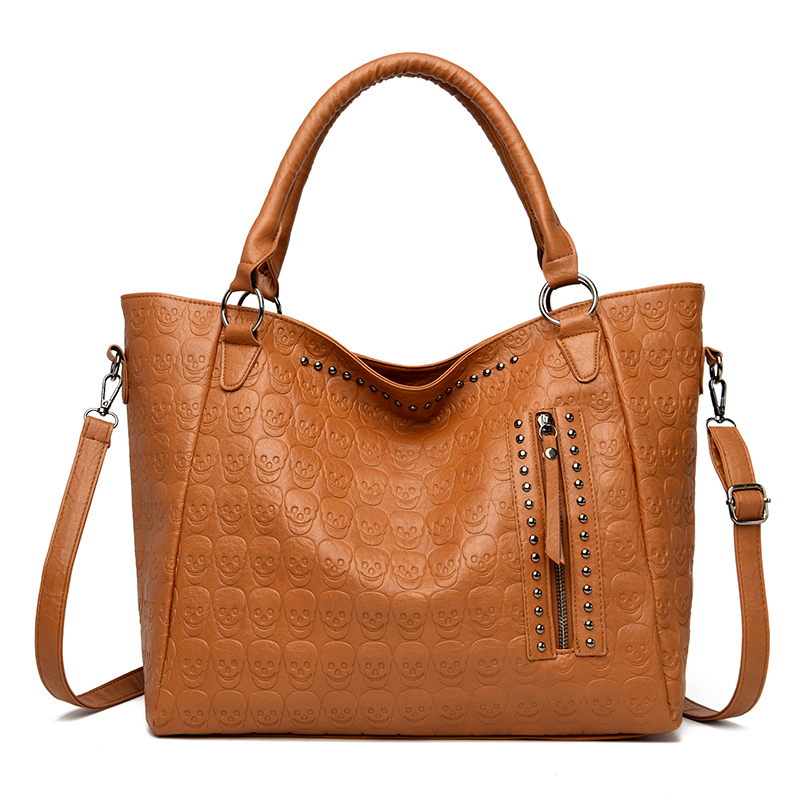 펑크 스컬 크로스바디 백 PU 가죽 스터드 장식 패션  - Leather Work Handbags For Women 리뷰 및 가격