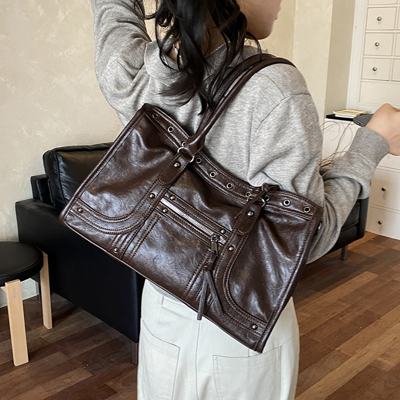 오토바이 핸드백 레트로 여성 숄더 크로스바디 백 부드러 - Leather Work Handbags For Women 리뷰 및 가격
